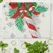 レトロのヴィンテージのクリスマスのキャンディ・ケーンの台所タオル キッチンタオル (折り畳み)