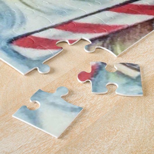 レトロのヴィンテージのクリスマスのサンタのお祝いのパズル ジグソーパズル (側面)