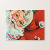 レトロのヴィンテージのクリスマスのサンタのお祝いのパズル ジグソーパズル (横)