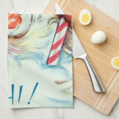 レトロのヴィンテージのクリスマスのサンタの台所タオル キッチンタオル (四つ折り)