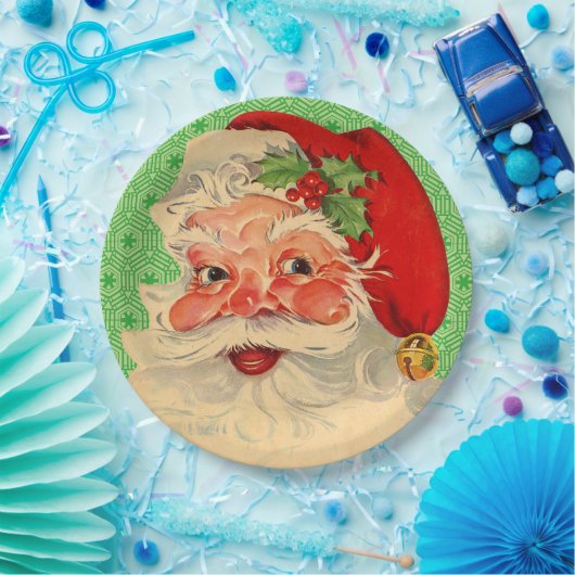 レトロのヴィンテージのクリスマスのサンタクロースの紙皿 ペーパープレート (パーティー)