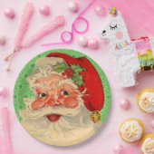レトロのヴィンテージのクリスマスのサンタクロースの紙皿 ペーパープレート (パーティー)