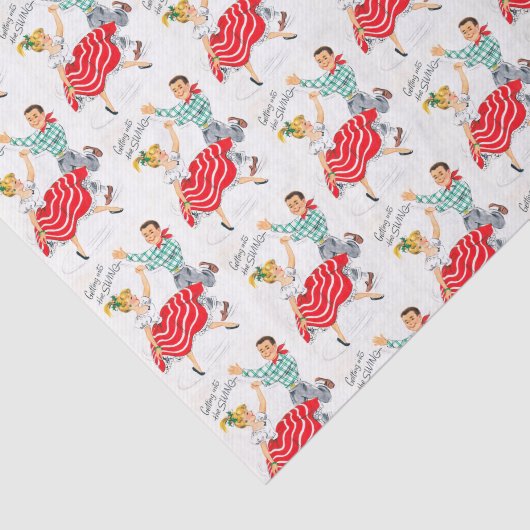 レトロのヴィンテージのクリスマスのダンスのカップルのティッシュ 薄葉紙 (詳細)