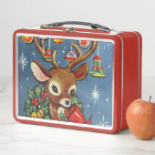 レトロのヴィンテージのクリスマスのトナカイのお弁当箱 メタルランチボックス (インサイチュ)