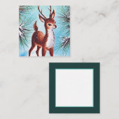 レトロのヴィンテージのクリスマスのトナカイ スクエア名刺 (正面/裏面)