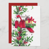 レトロのヴィンテージのクリスマスのポストはメッセージを加えます シーズンカード (正面/裏面)