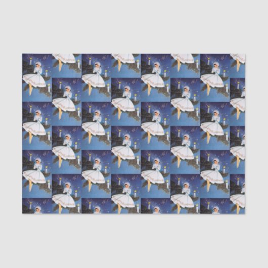 レトロのヴィンテージのクリスマスの休日の女性パーティー 薄葉紙 (正面)