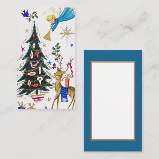 レトロのヴィンテージのクリスマスの天使 名刺 (正面/裏面)