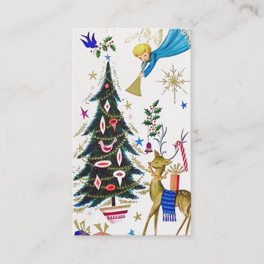 レトロのヴィンテージのクリスマスの天使 名刺 (正面)