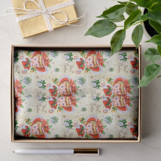 レトロのヴィンテージのクリスマスの女の子の休日のパーティのティッシュ 薄葉紙 (ギフト)