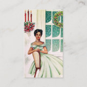 レトロのヴィンテージのクリスマスの女性はメッセージカードを加えます 名刺 (正面)