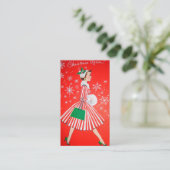 レトロのヴィンテージのクリスマスの女性はメッセージカードを加えます 名刺 (スタンド正面)