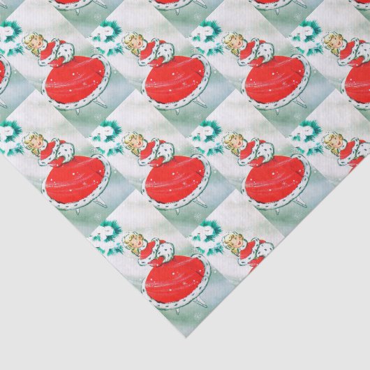 レトロのヴィンテージのクリスマスの女性パーティーのティッシュ 薄葉紙 (詳細)