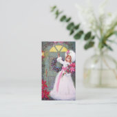 レトロのヴィンテージのクリスマスの女性 名刺 (スタンド正面)