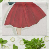 レトロのヴィンテージのクリスマスの女性Holiday台所タオル キッチンタオル (折り畳み)