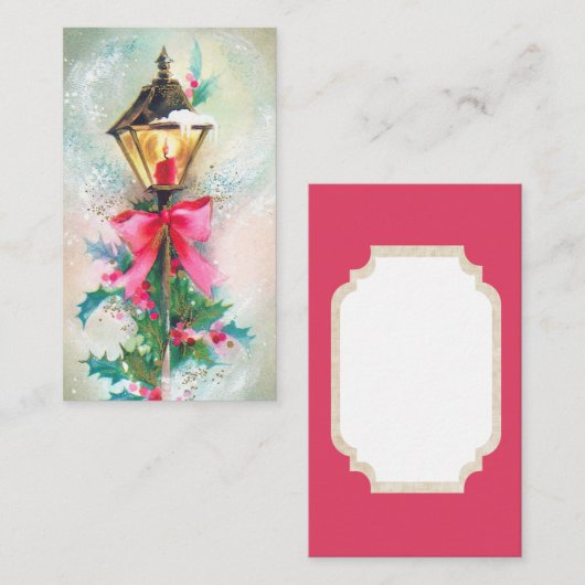 レトロのヴィンテージのクリスマスの照明はメッセージカードを加えます 名刺 (正面/裏面)