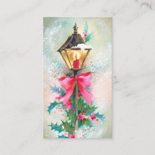 レトロのヴィンテージのクリスマスの照明はメッセージカードを加えます 名刺 (正面)