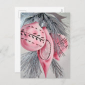 レトロのヴィンテージのクリスマスの球根の休日の郵便はがき シーズンポストカード (正面/裏面)