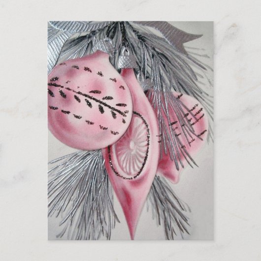 レトロのヴィンテージのクリスマスの球根の休日の郵便はがき シーズンポストカード (正面)