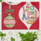 レトロのヴィンテージのクリスマスの球根の台所タオル キッチンタオル (折り畳み)