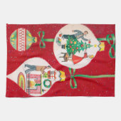 レトロのヴィンテージのクリスマスの球根の台所タオル キッチンタオル (横)