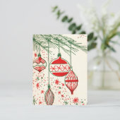 レトロのヴィンテージのクリスマスの球根はメッセージカードを加えます シーズンカード (スタンド正面)