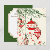 レトロのヴィンテージのクリスマスの球根はメッセージカードを加えます シーズンカード (正面/裏面)