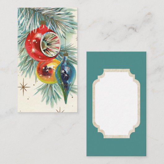 レトロのヴィンテージのクリスマスの球根はメッセージカードを加えます 名刺