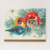 レトロのヴィンテージのクリスマスの球根カード休日のパズル ジグソーパズル (横)