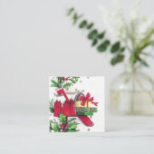 レトロのヴィンテージのクリスマスはメッセージの名刺を加えます スクエア名刺 (スタンド正面)