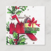 レトロのヴィンテージのクリスマスはメッセージの名刺を加えます スクエア名刺 (正面)