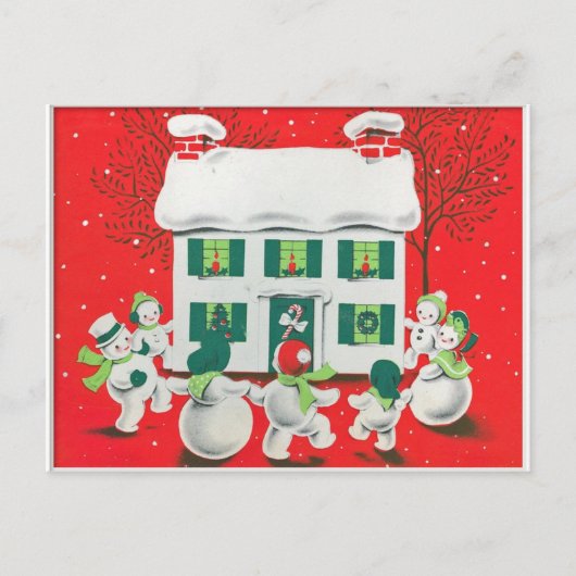 レトロのヴィンテージのクリスマスカード シーズンポストカード (正面)