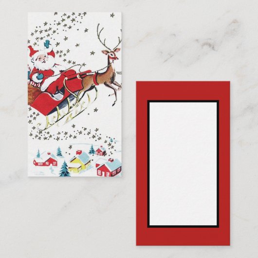 レトロのヴィンテージのクリスマスサンタはメッセージを加えます 名刺 (正面/裏面)