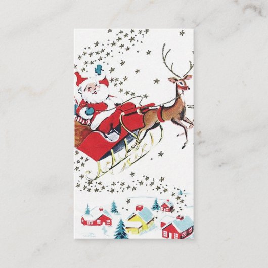 レトロのヴィンテージのクリスマスサンタはメッセージを加えます 名刺 (正面)