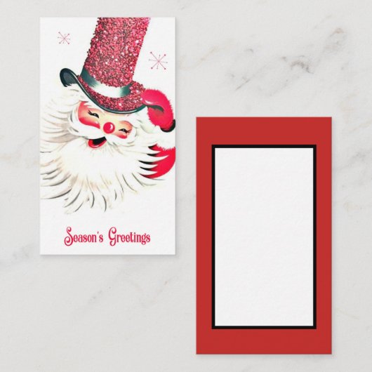 レトロのヴィンテージのクリスマスサンタはメッセージを加えます 名刺 (正面/裏面)