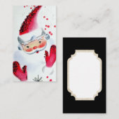 レトロのヴィンテージのクリスマスサンタはメッセージカードを加えます 名刺 (正面/裏面)