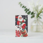 レトロのヴィンテージのクリスマスサンタはメッセージカードを加えます 名刺 (スタンド正面)