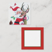 レトロのヴィンテージのクリスマスサンタ スクエア名刺 (正面/裏面)