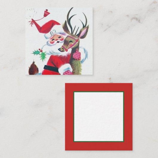 レトロのヴィンテージのクリスマスサンタ スクエア名刺 (正面/裏面)