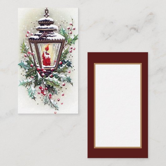 レトロのヴィンテージのクリスマスランプはメッセージを加えます 名刺 (正面/裏面)