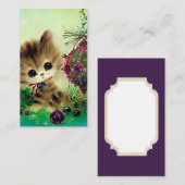 レトロのヴィンテージのクリスマス猫はメッセージカードを加えます 名刺 (正面/裏面)