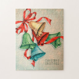 レトロのヴィンテージのクリスマス鐘の休日のパズル ジグソーパズル