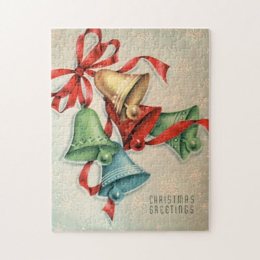 レトロのヴィンテージのクリスマス鐘の休日のパズル ジグソーパズル (縦)