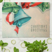 レトロのヴィンテージのクリスマス鐘の台所タオル キッチンタオル (折り畳み)