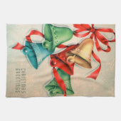 レトロのヴィンテージのクリスマス鐘の台所タオル キッチンタオル (横)