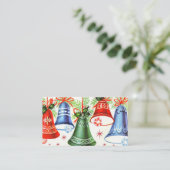 レトロのヴィンテージのクリスマス鐘はメッセージカードを加えます 名刺 (スタンド正面)