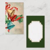 レトロのヴィンテージのクリスマス鐘小さいカード 名刺 (正面/裏面)