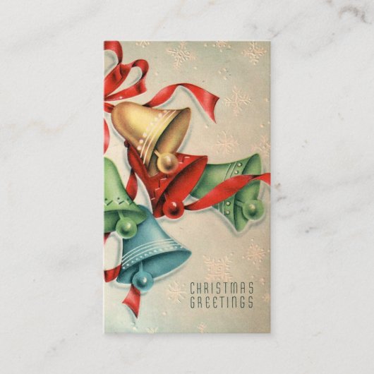 レトロのヴィンテージのクリスマス鐘小さいカード 名刺 (正面)