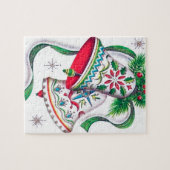 レトロのヴィンテージのクリスマス鐘 ジグソーパズル (横)
