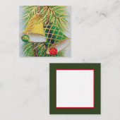 レトロのヴィンテージのクリスマス鐘 スクエア名刺 (正面/裏面)